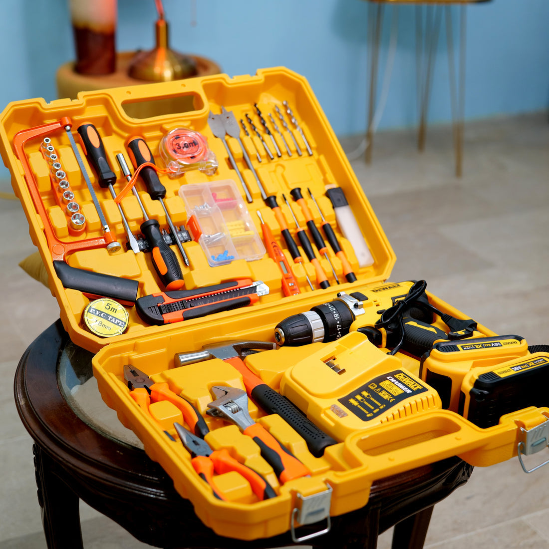 USA Imported DeWalt 36v, 117 pcs Commercial use Drill Machine Set with Toolbox