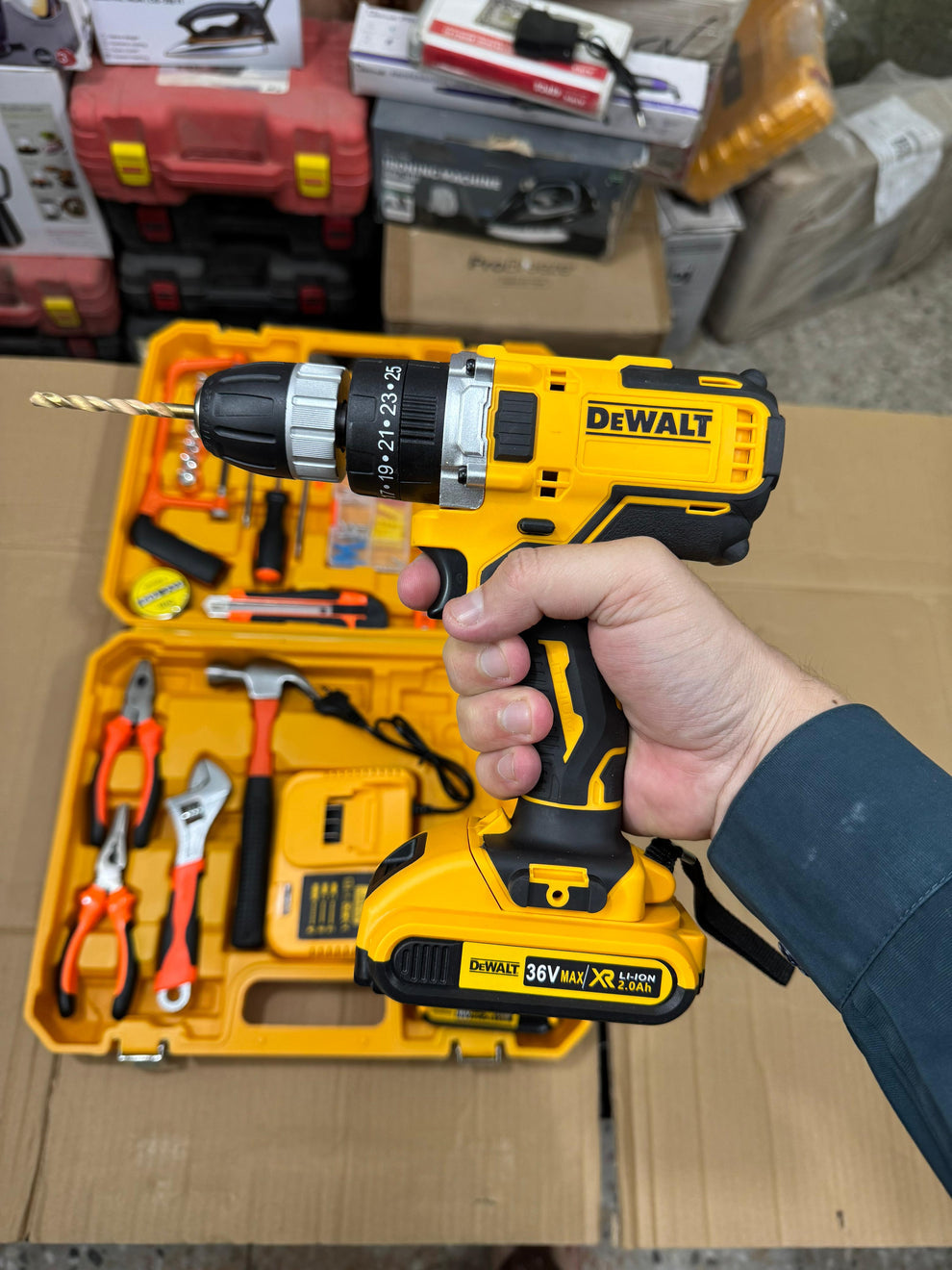 USA Imported DeWalt 36v, 117 pcs Commercial use Drill Machine Set with Toolbox