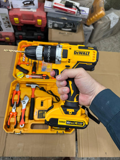 USA Imported DeWalt 36v, 117 pcs Commercial use Drill Machine Set with Toolbox