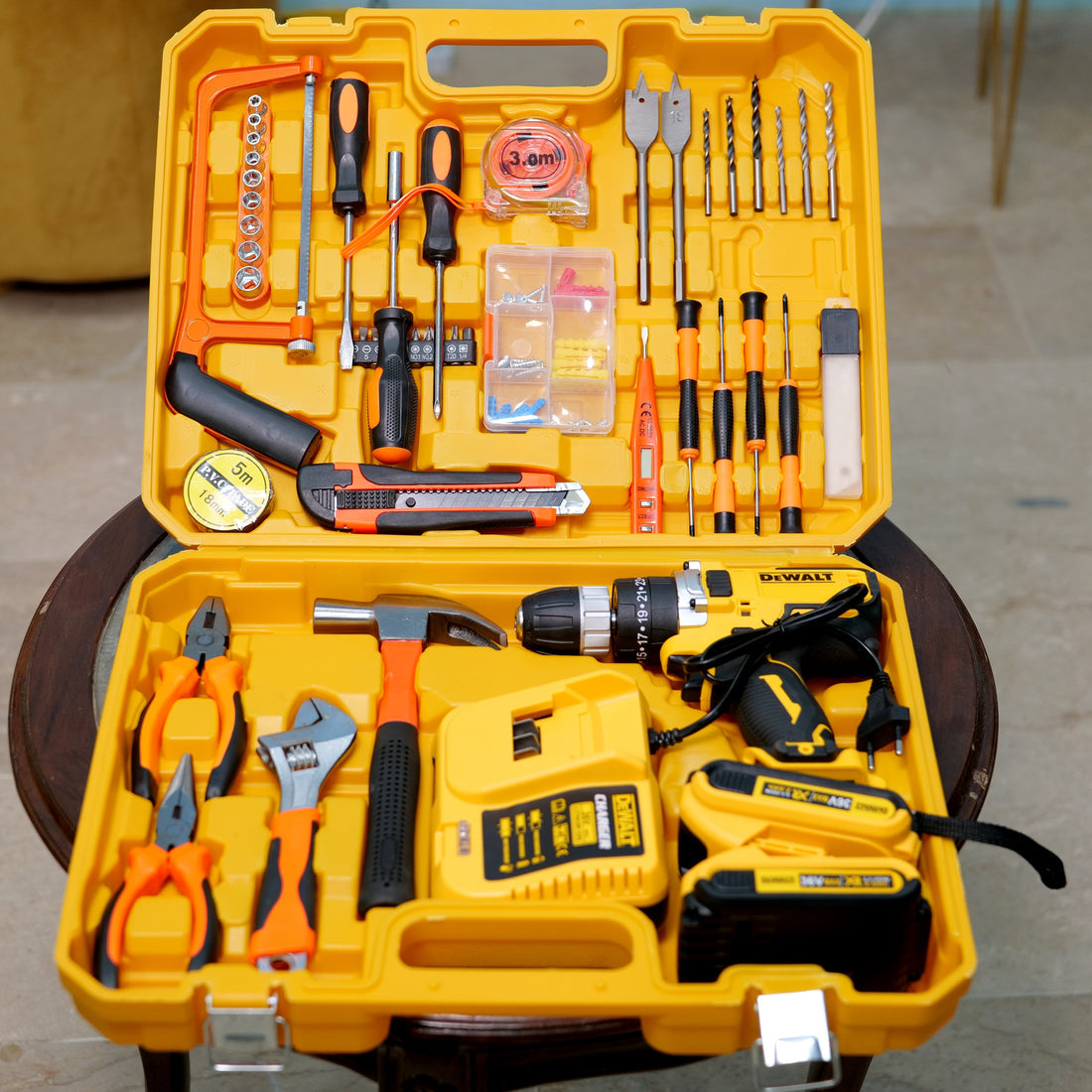 USA Imported DeWalt 36v, 117 pcs Commercial use Drill Machine Set with Toolbox