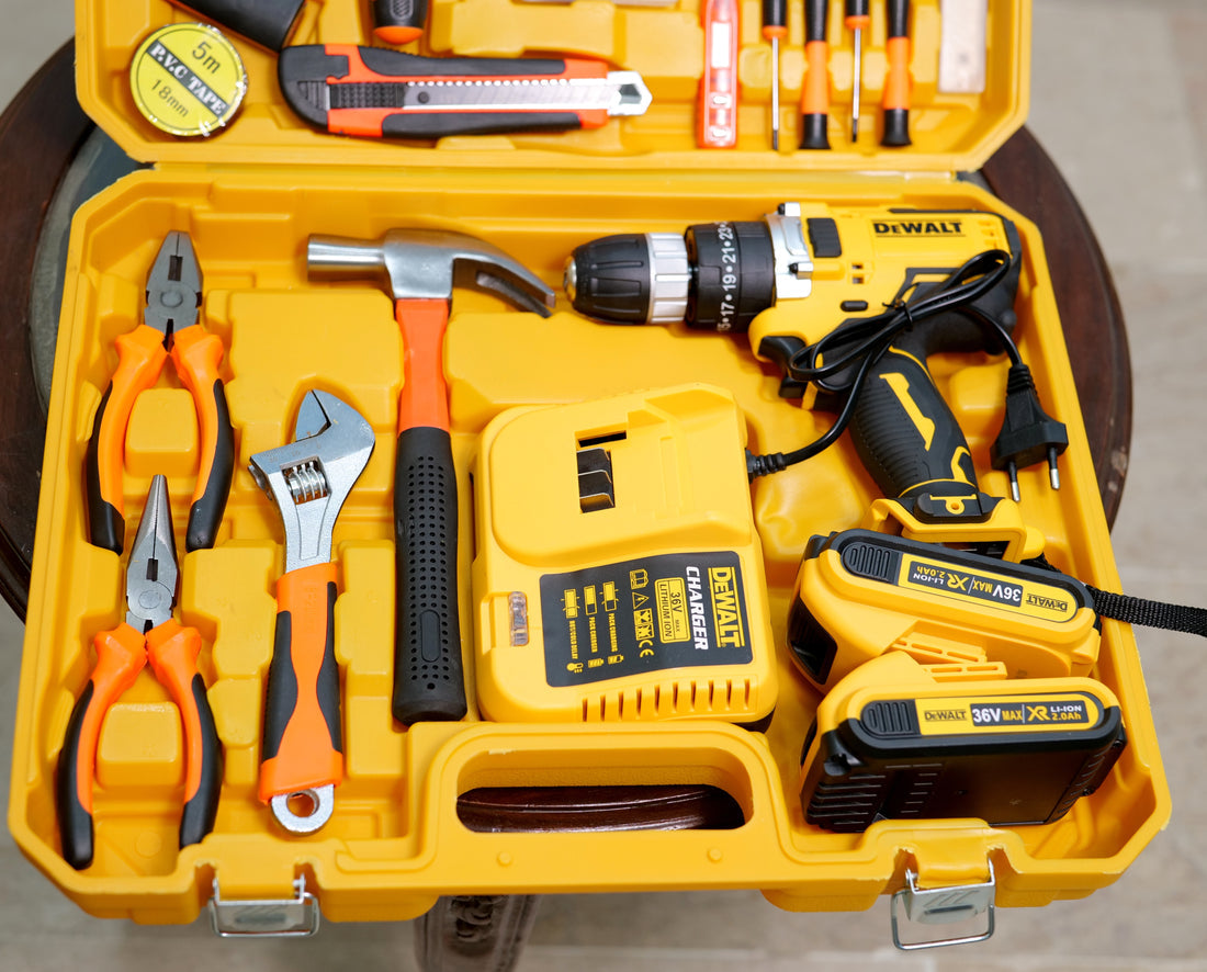USA Imported DeWalt 36v, 117 pcs Commercial use Drill Machine Set with Toolbox