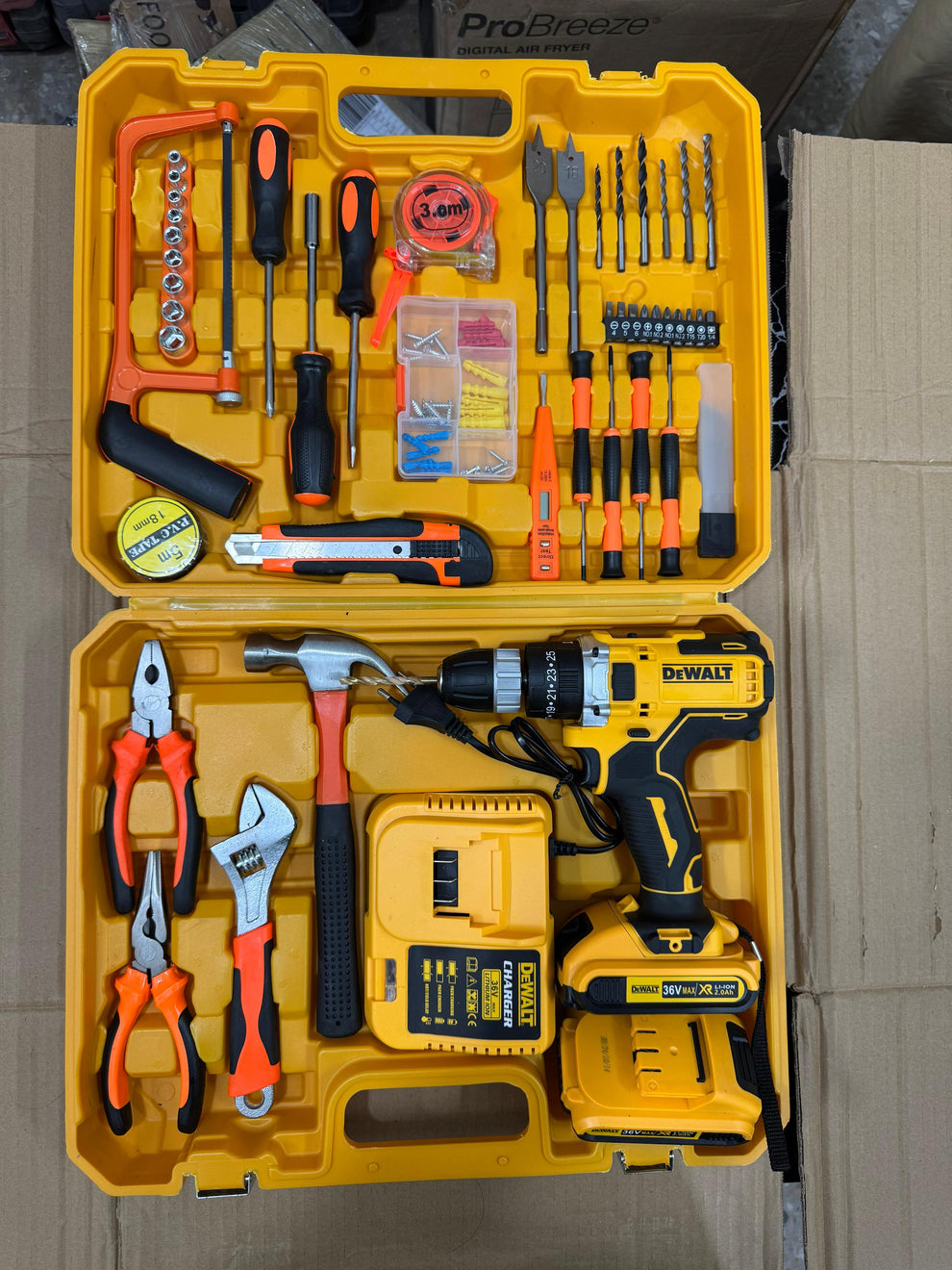 USA Imported DeWalt 36v, 117 pcs Commercial use Drill Machine Set with Toolbox