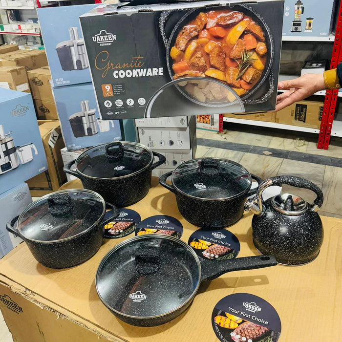 Uakeen Germany Induction Die-Cast Granite Cookware Set 9pcs VK-34